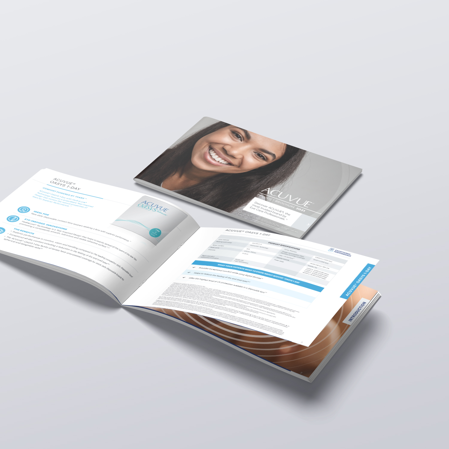 Johnson & Johnson ACUVUE Product Brochure layout and spread