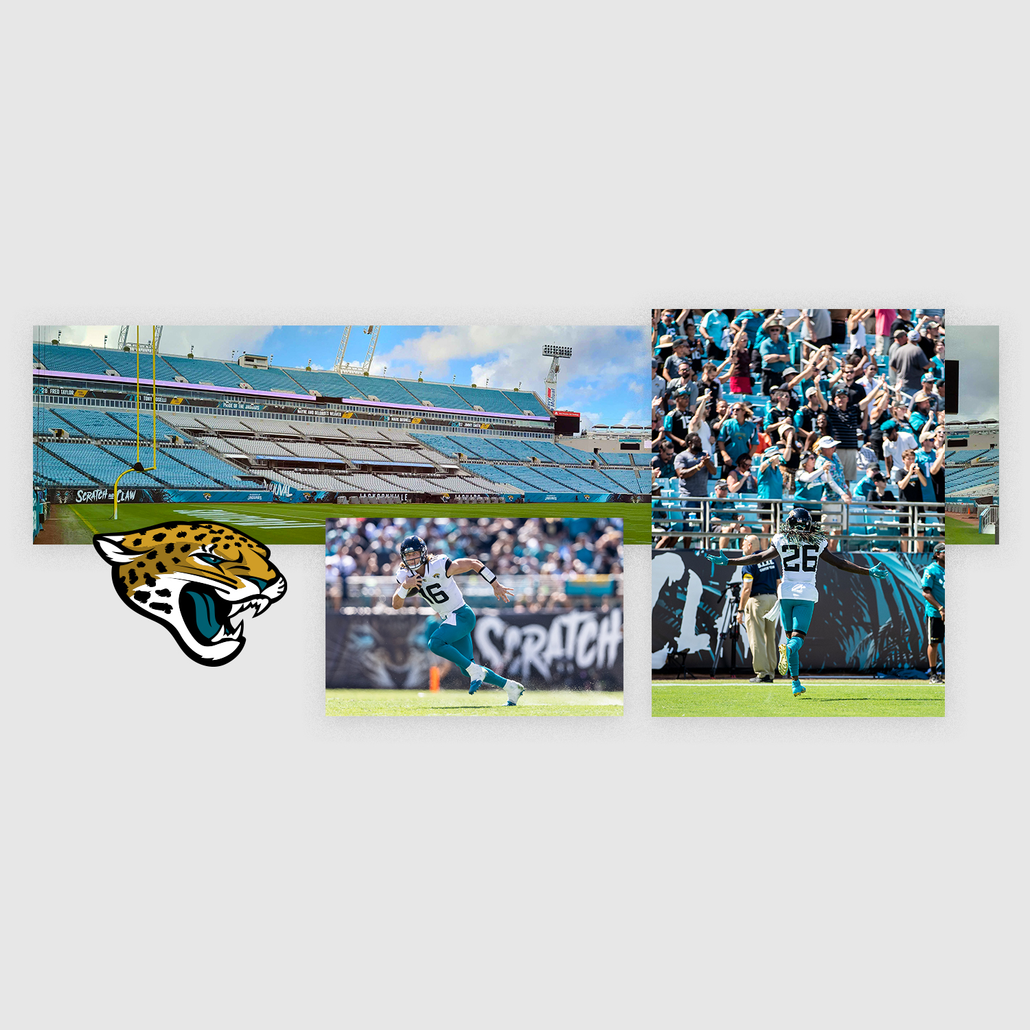 Multiple layouts showing the stadium signage for Jacksonville Jaguars