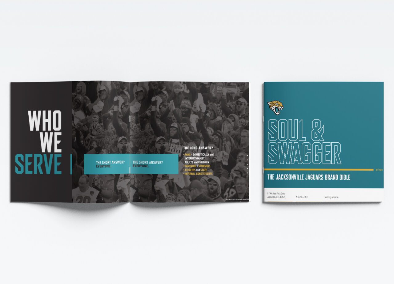 Cover and interior spread of Jaguars Soul Swagger booklet