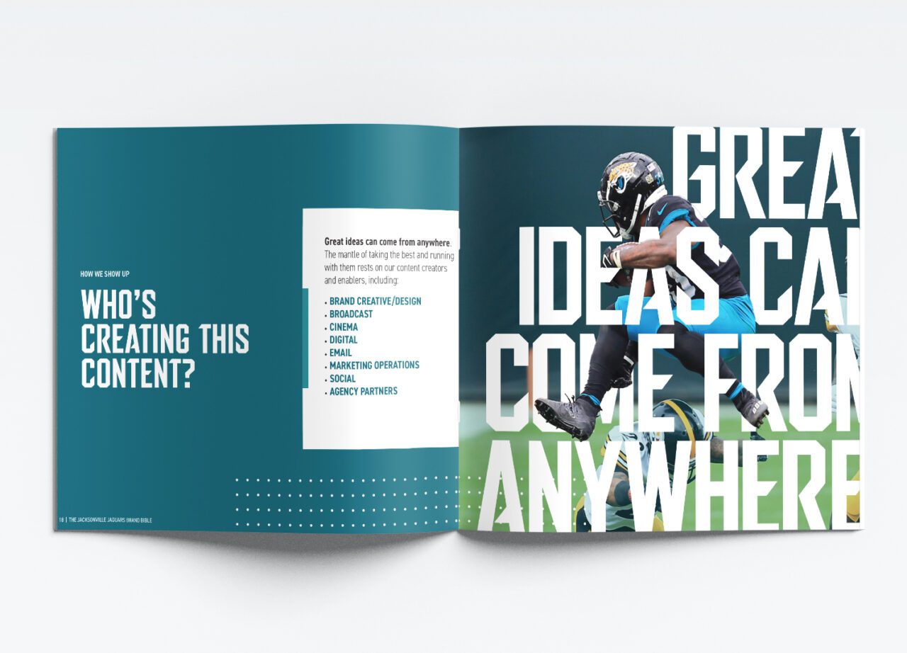 Layout of one spread for Jaguars Soul Swagger booklet