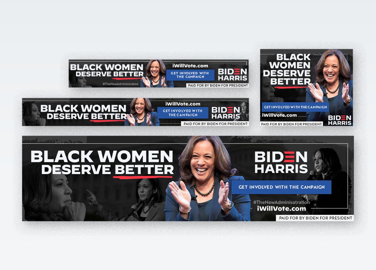 Biden Harris 2022 Presidential Campaign advertisements in multiple sizes