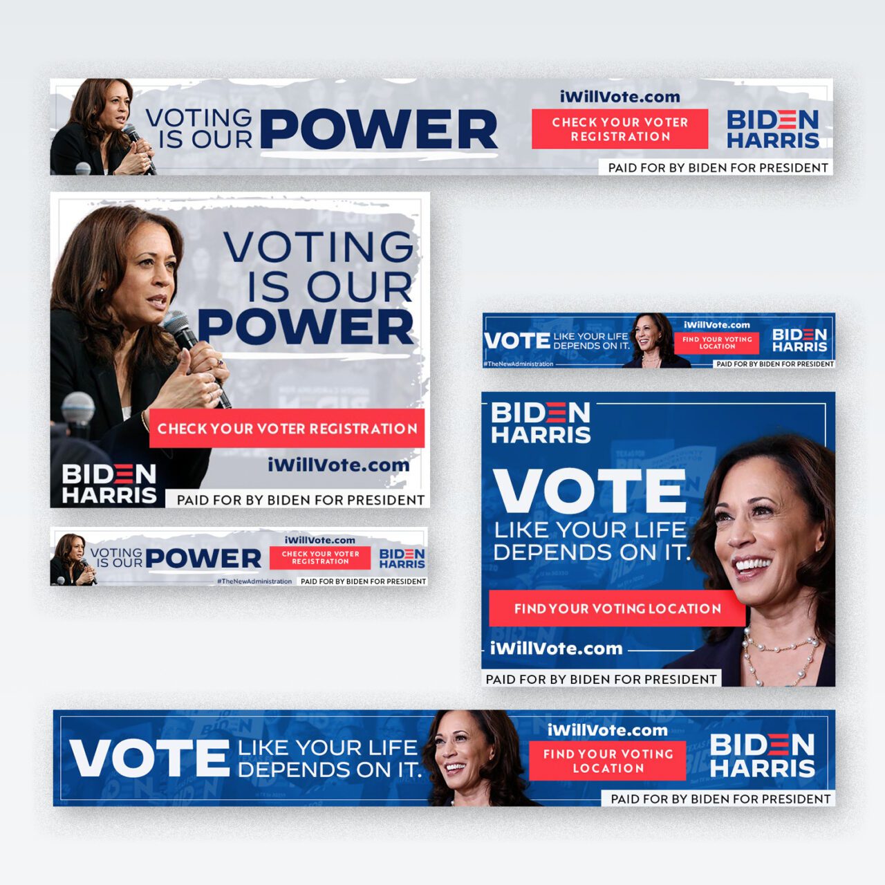Two variations of ads for Biden Harris 2022 Presidential Campaign