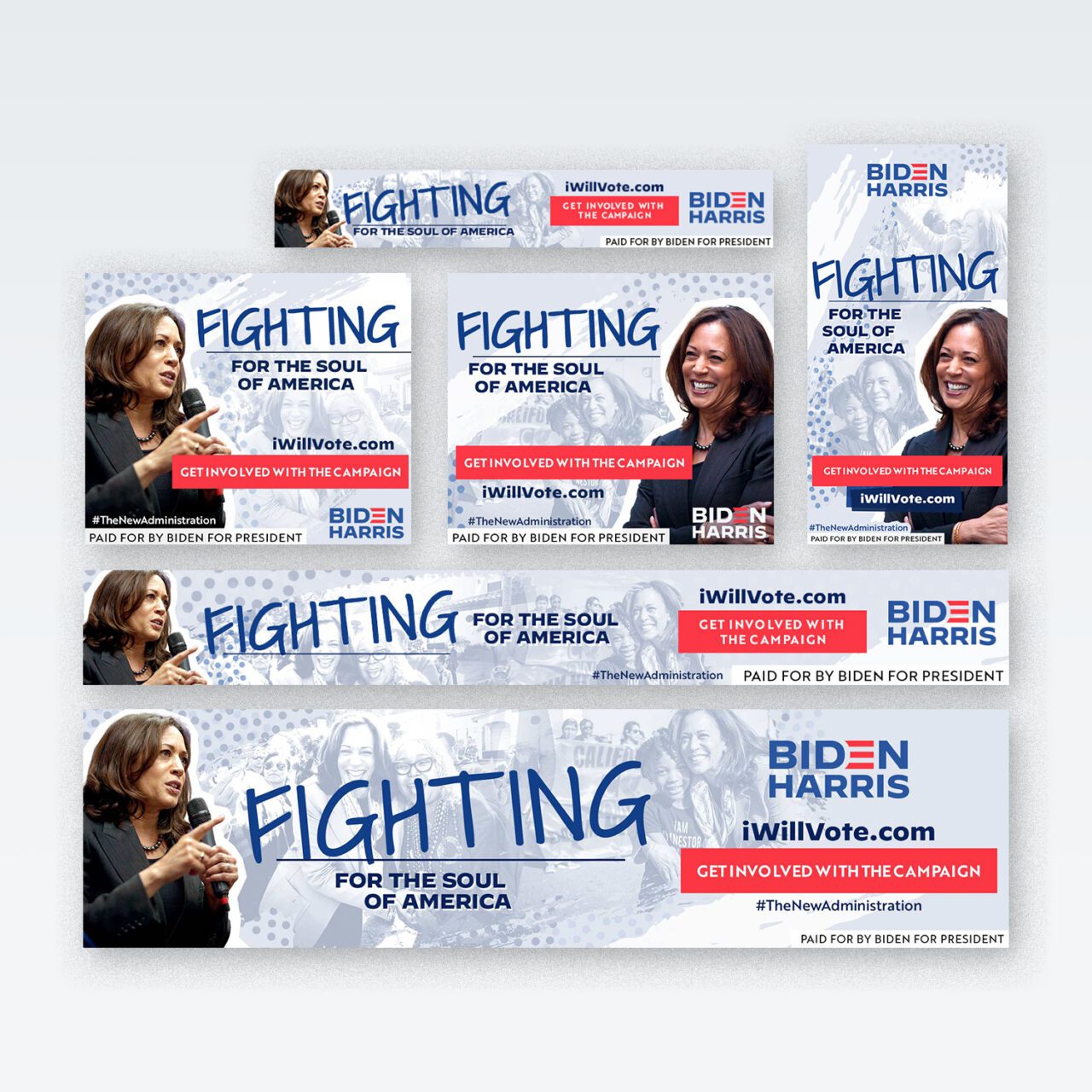 Biden Harris 2022 Presidential Campaign banner ads in various sizes