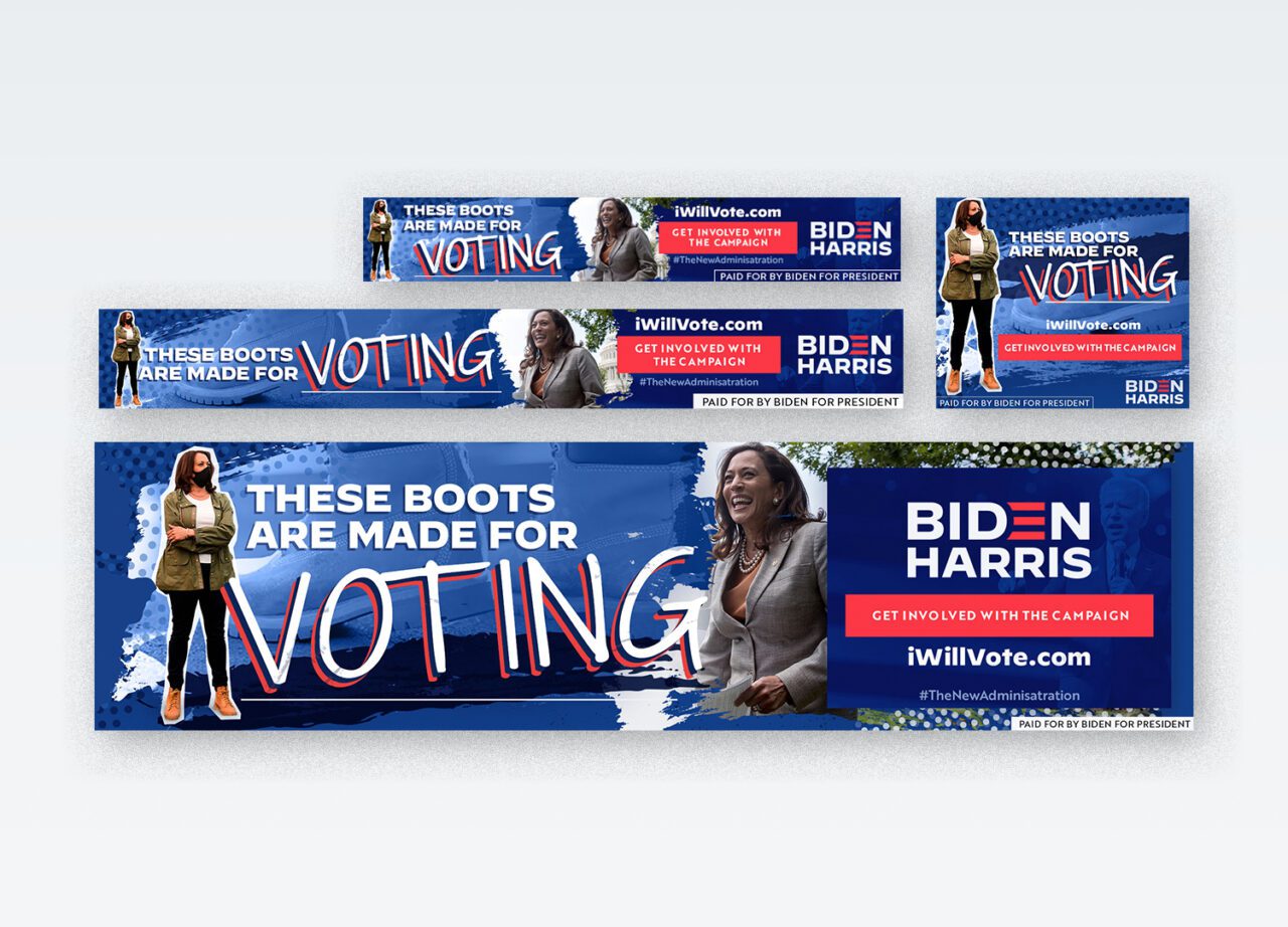 Homepage takeover banner ads for Biden Harris 2022 Presidential Campaign