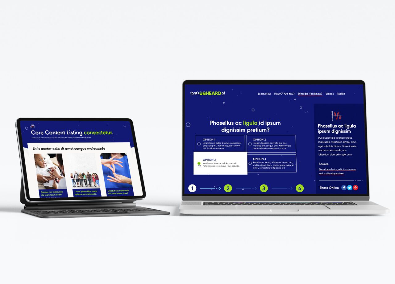Mockup of That's Unheard Of website on devices