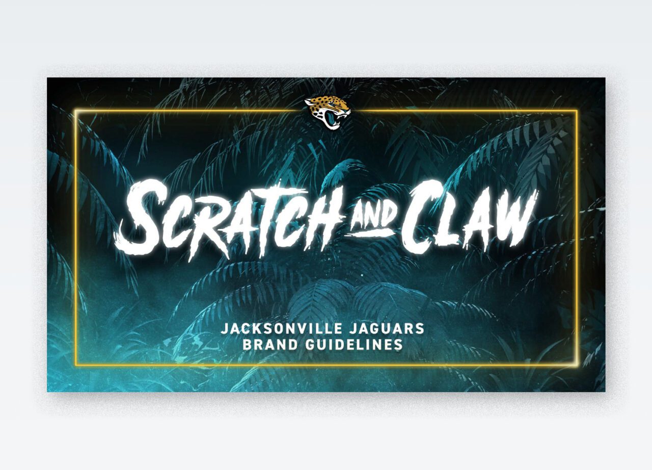 Brand guidelines cover page for Jaguars Scratch and Claw branding