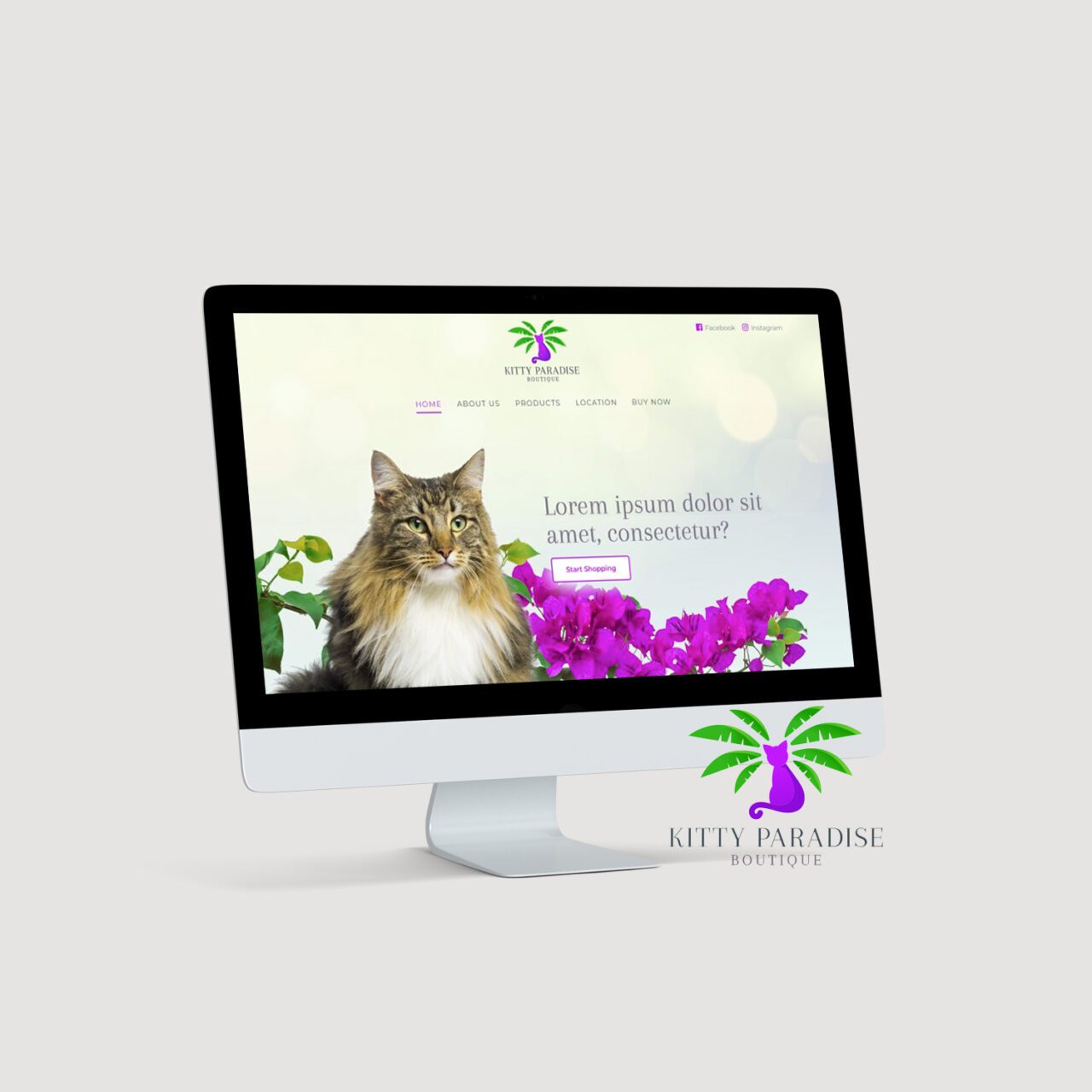 Kitty Paradise website on a desktop computer